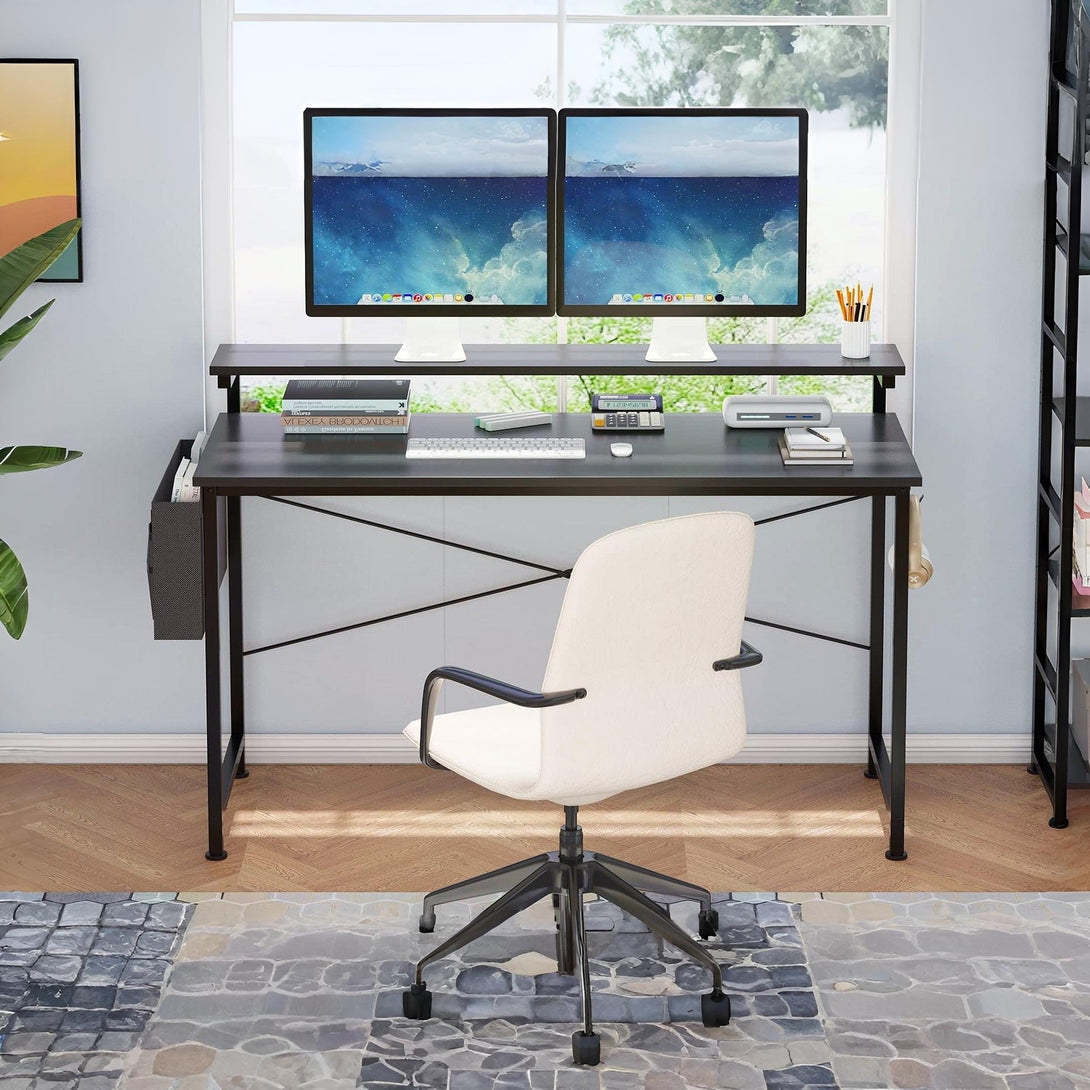 Jacob 100cm Computer Desk with Adjustable Monitor Stand - Black