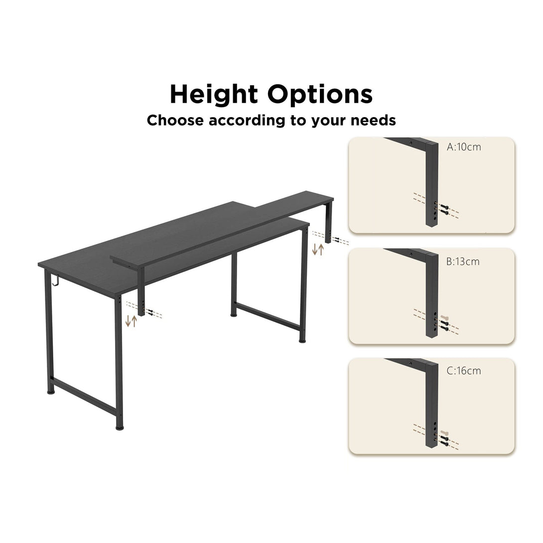 Jacob 100cm Computer Desk with Adjustable Monitor Stand - Black