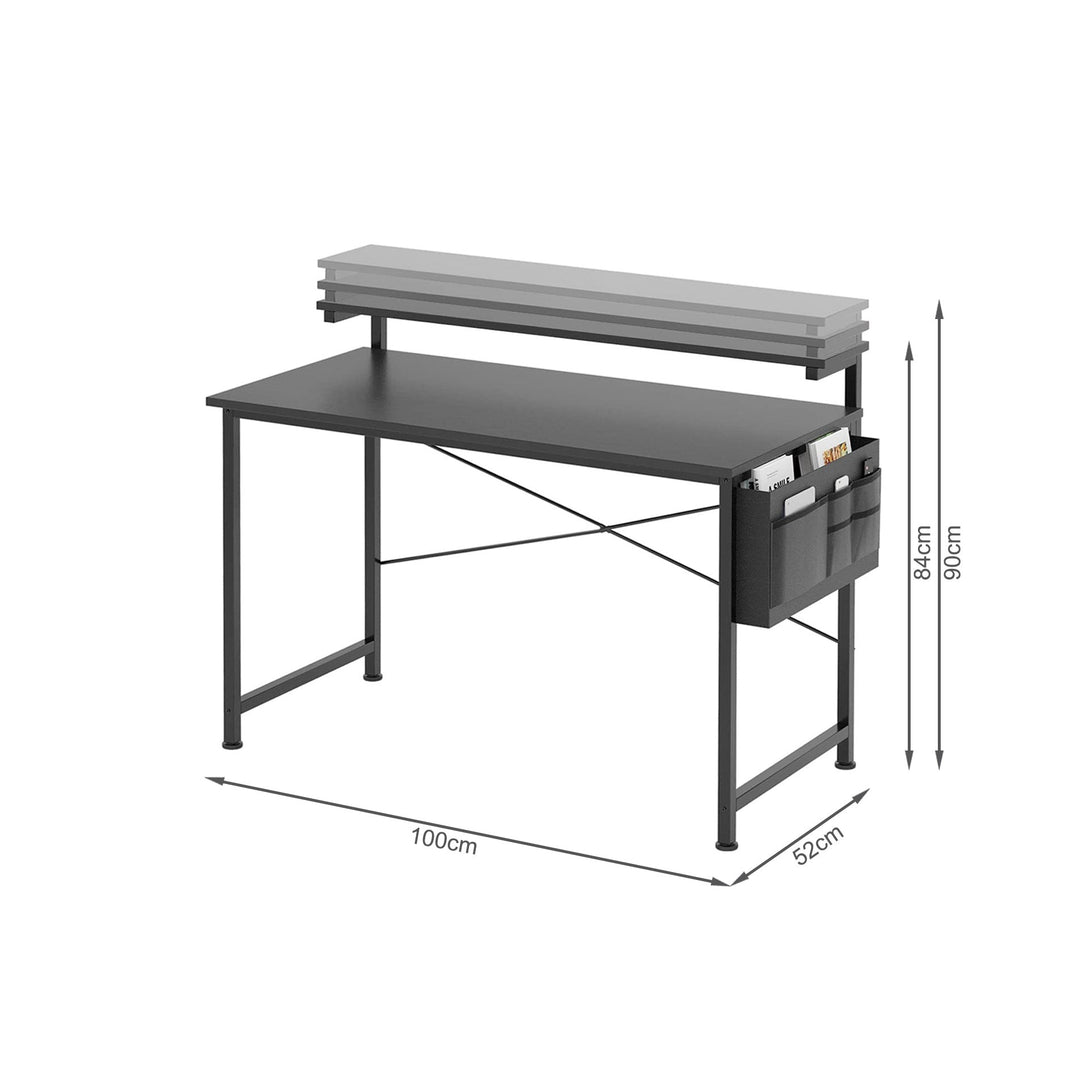 Jacob 100cm Computer Desk with Adjustable Monitor Stand - Black