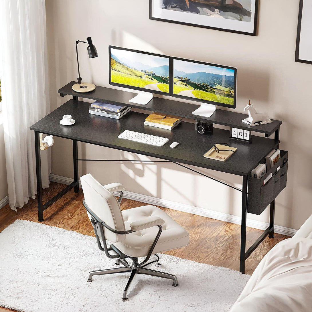 Jacob 140cm Computer Desk with Adjustable Monitor Stand - Black