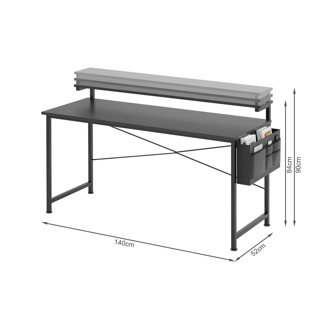 Jacob 140cm Computer Desk with Adjustable Monitor Stand - Black