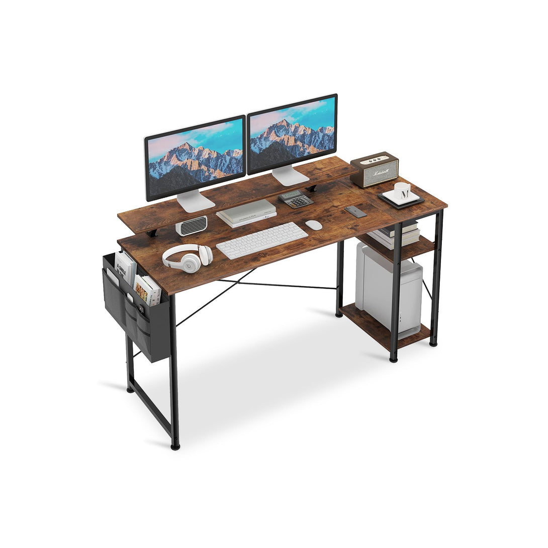 Logan 140cm Computer Desk with Storage Bag - Rustic Brown