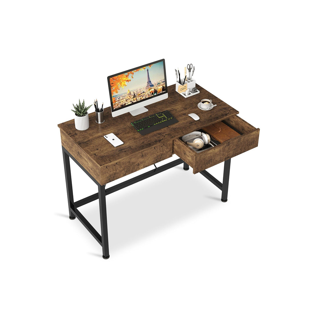 Brooks 100cm Computer Desk with 2 Drawers - Rustic Brown