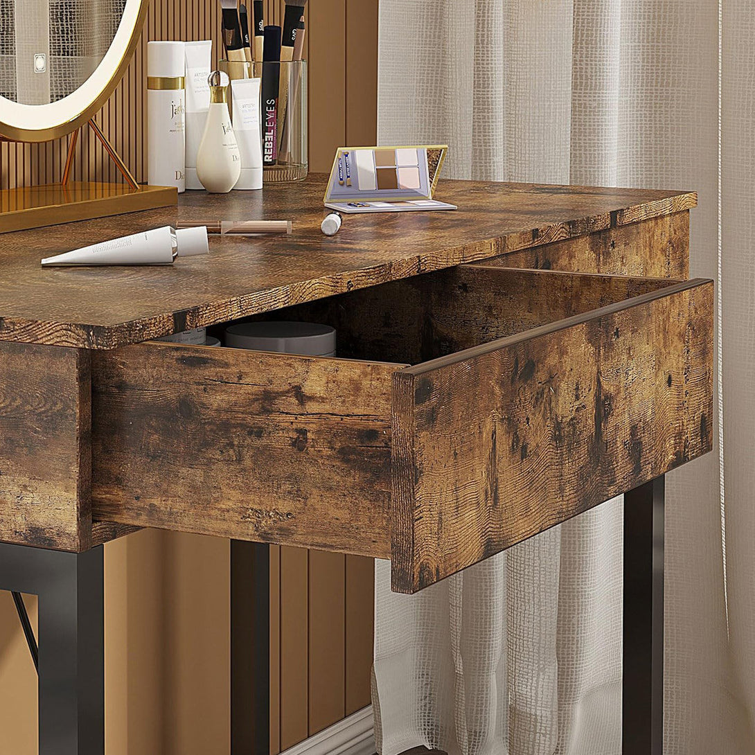 Brooks 100cm Computer Desk with 2 Drawers - Rustic Brown