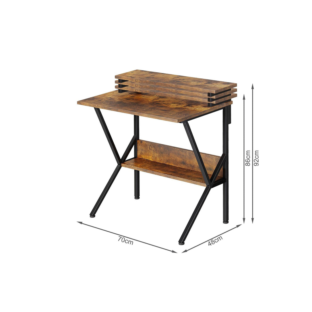 Parker Computer Desk with Adjustable Monitor Stand - Rustic Brown