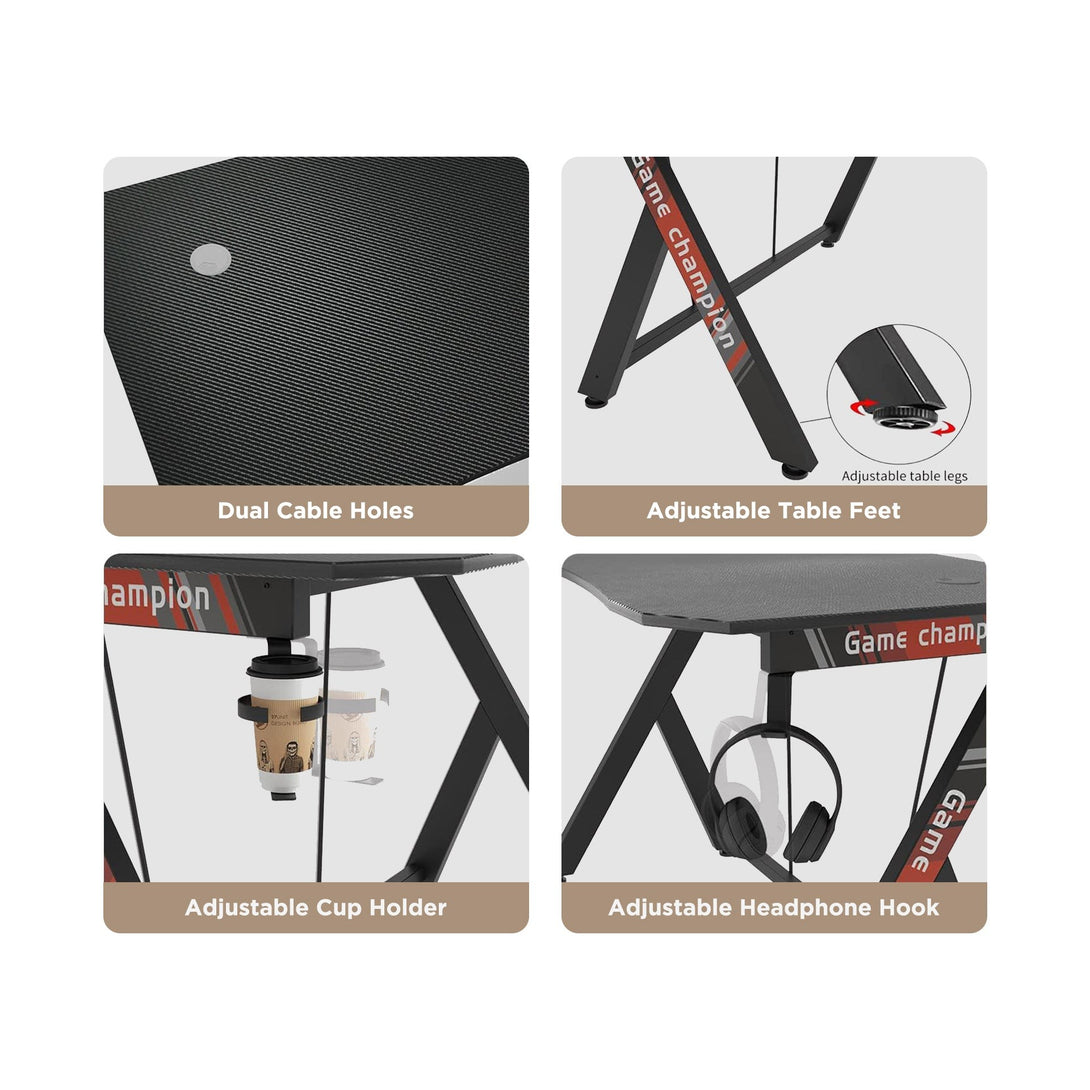 Carson 120cm Gaming Desk - Carbon Black
