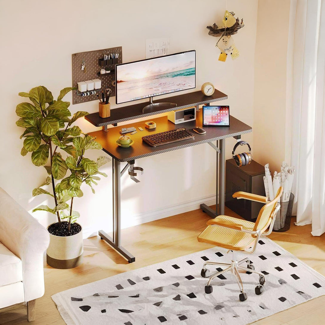 Tucker 80cm LED Gaming Desk - Carbon Black