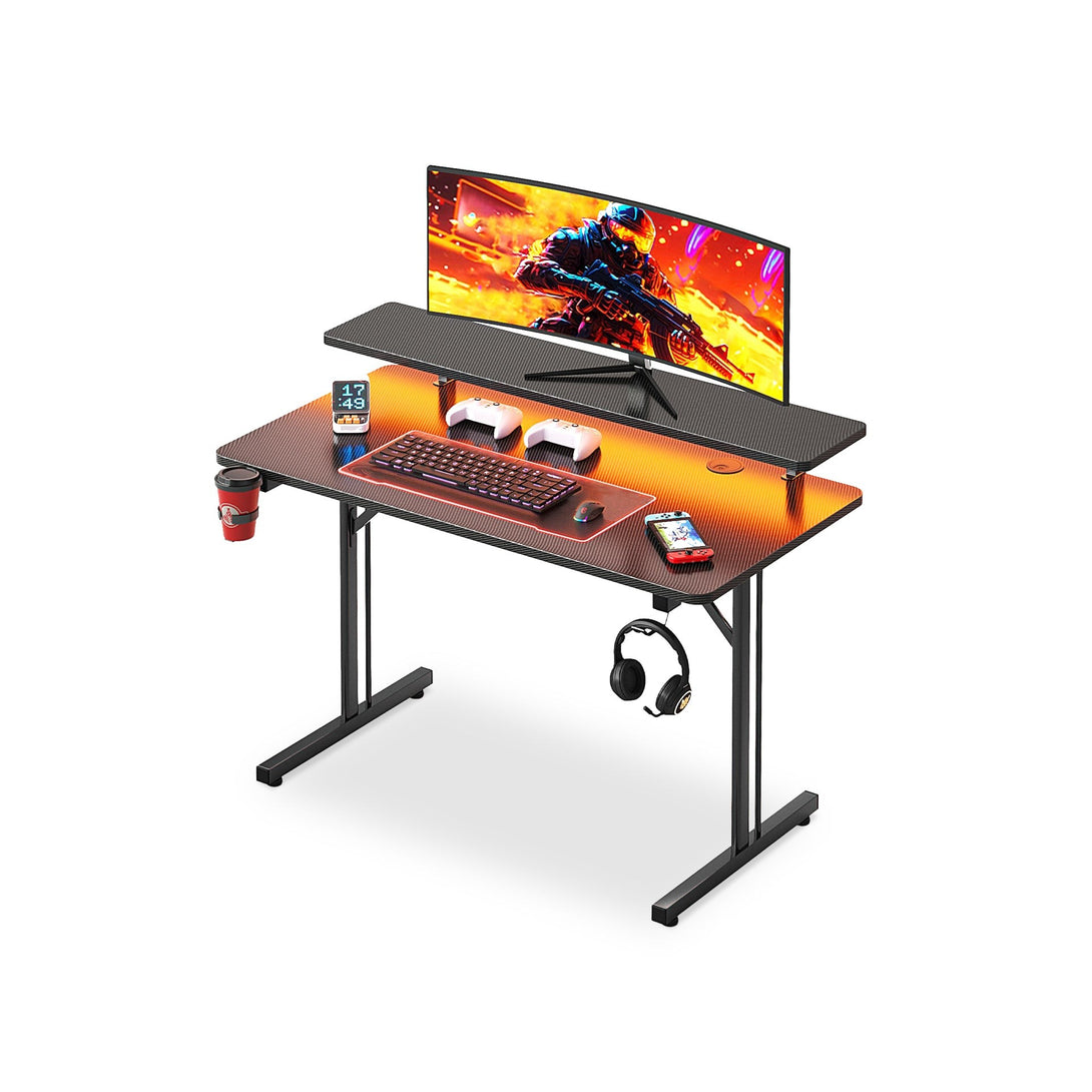 Tucker 80cm LED Gaming Desk - Carbon Black