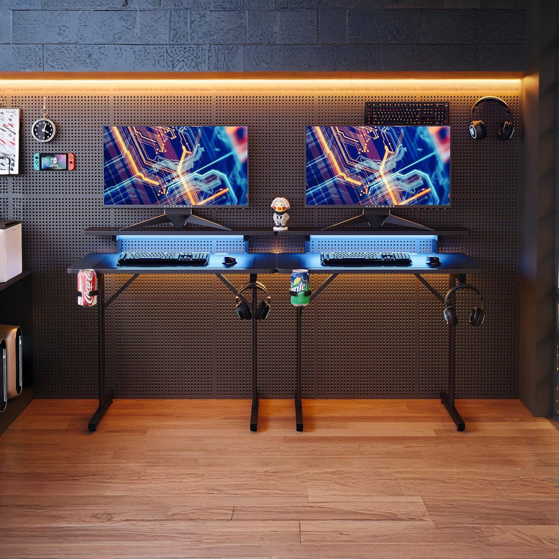 Tucker 80cm LED Gaming Desk - Carbon Black