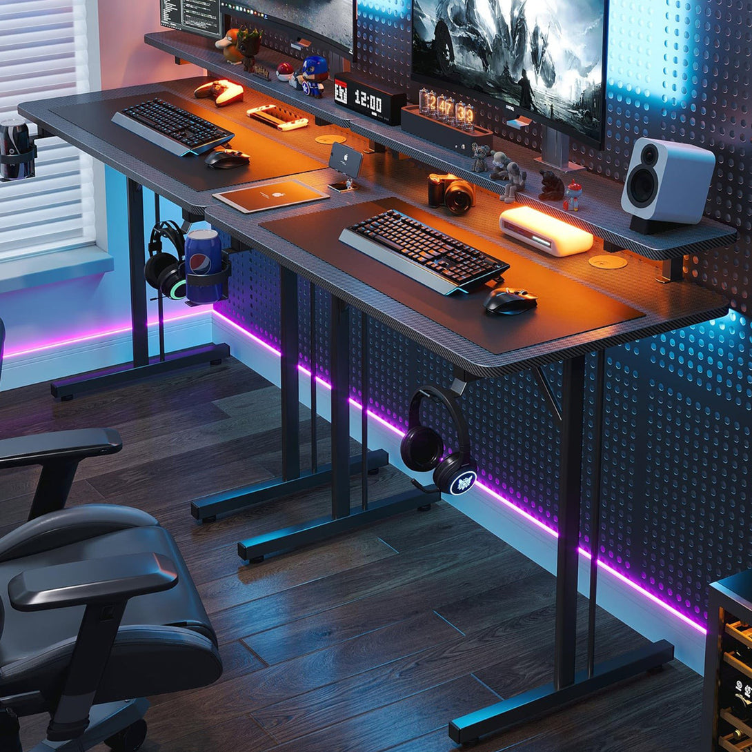 Tucker 80cm LED Gaming Desk - Carbon Black