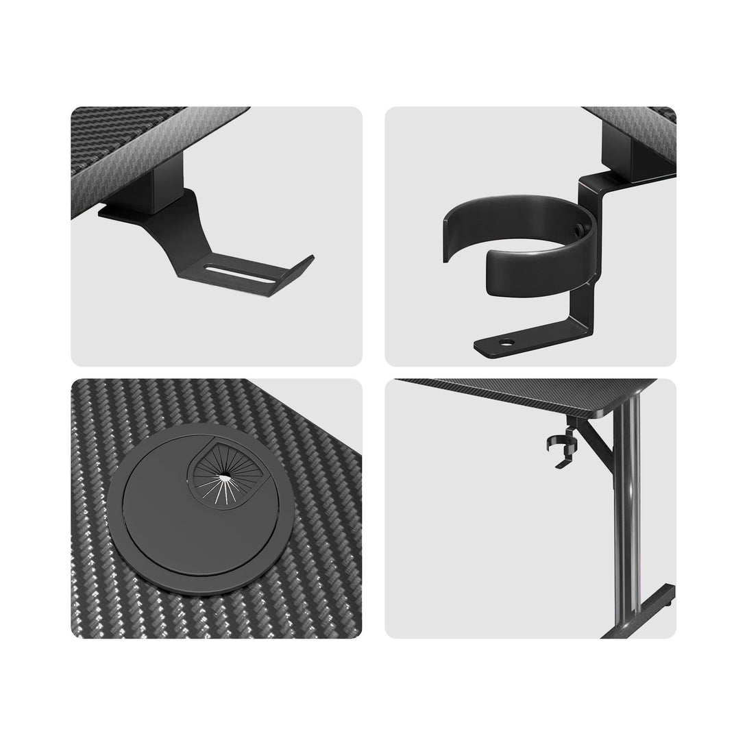 Tucker 80cm LED Gaming Desk - Carbon Black