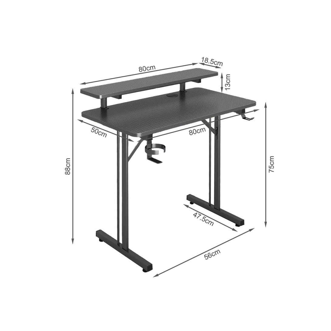Tucker 80cm LED Gaming Desk - Carbon Black
