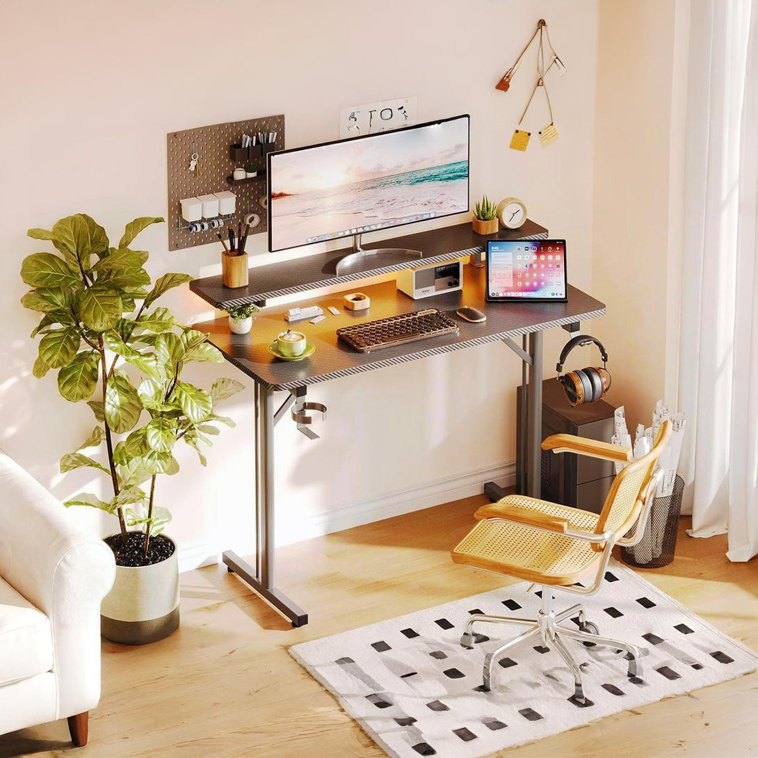 Tucker 100cm LED Gaming Desk - Carbon Black