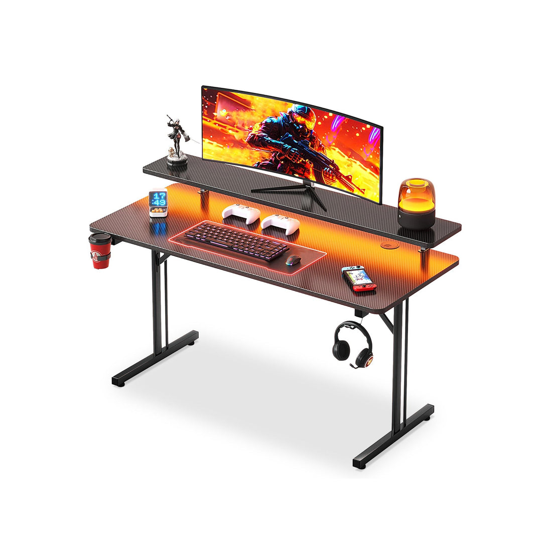 Tucker 100cm LED Gaming Desk - Carbon Black