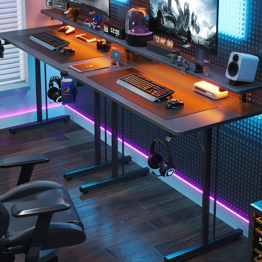 Tucker 100cm LED Gaming Desk - Carbon Black