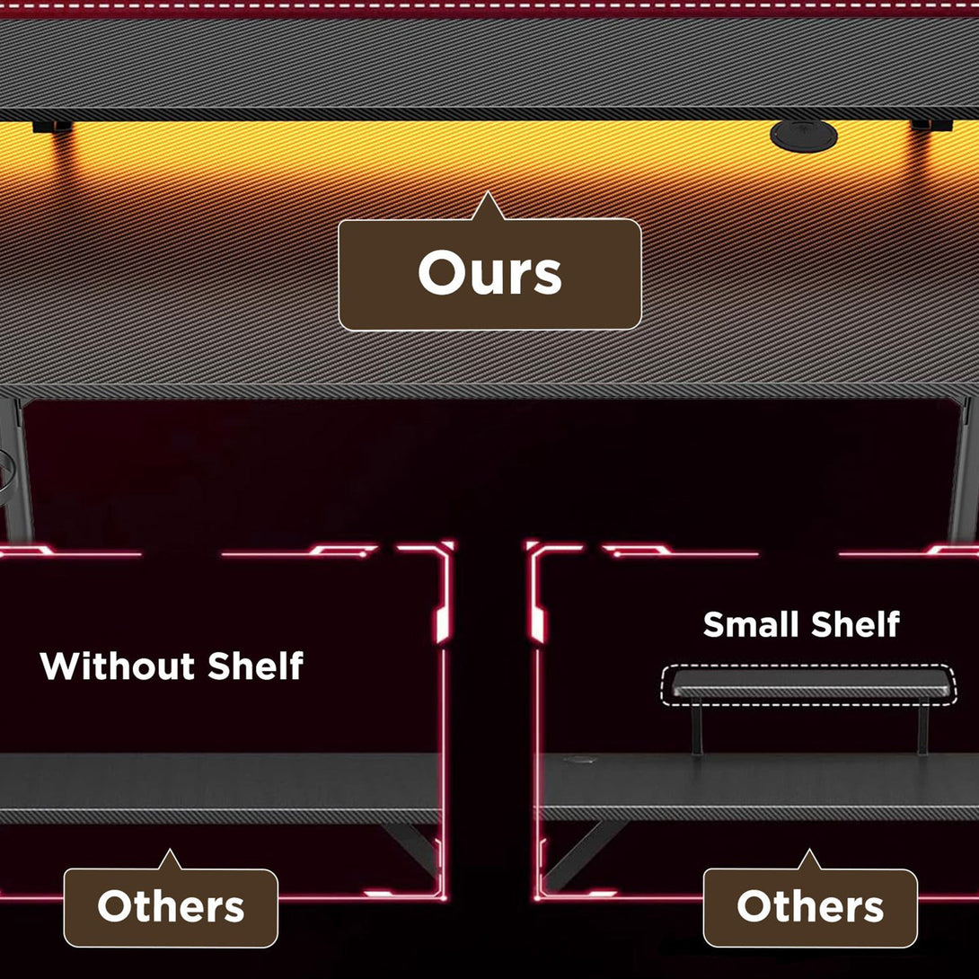 Tucker 100cm LED Gaming Desk - Carbon Black