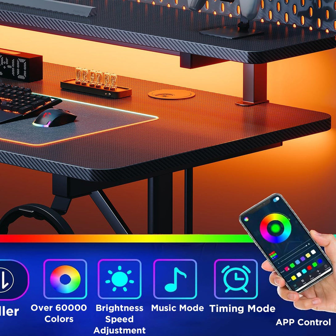 Tucker 100cm LED Gaming Desk - Carbon Black