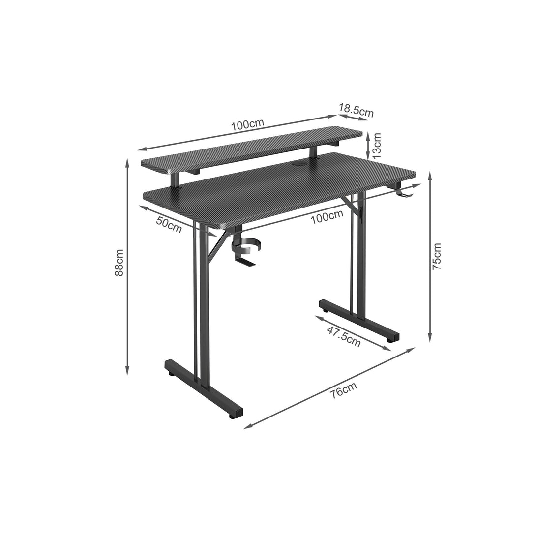 Tucker 100cm LED Gaming Desk - Carbon Black