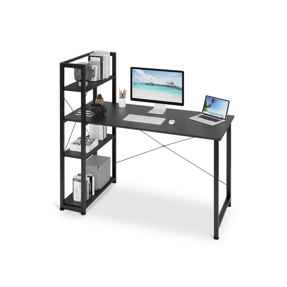 Kevin 120cm Computer Desk with Bookshelf - Black