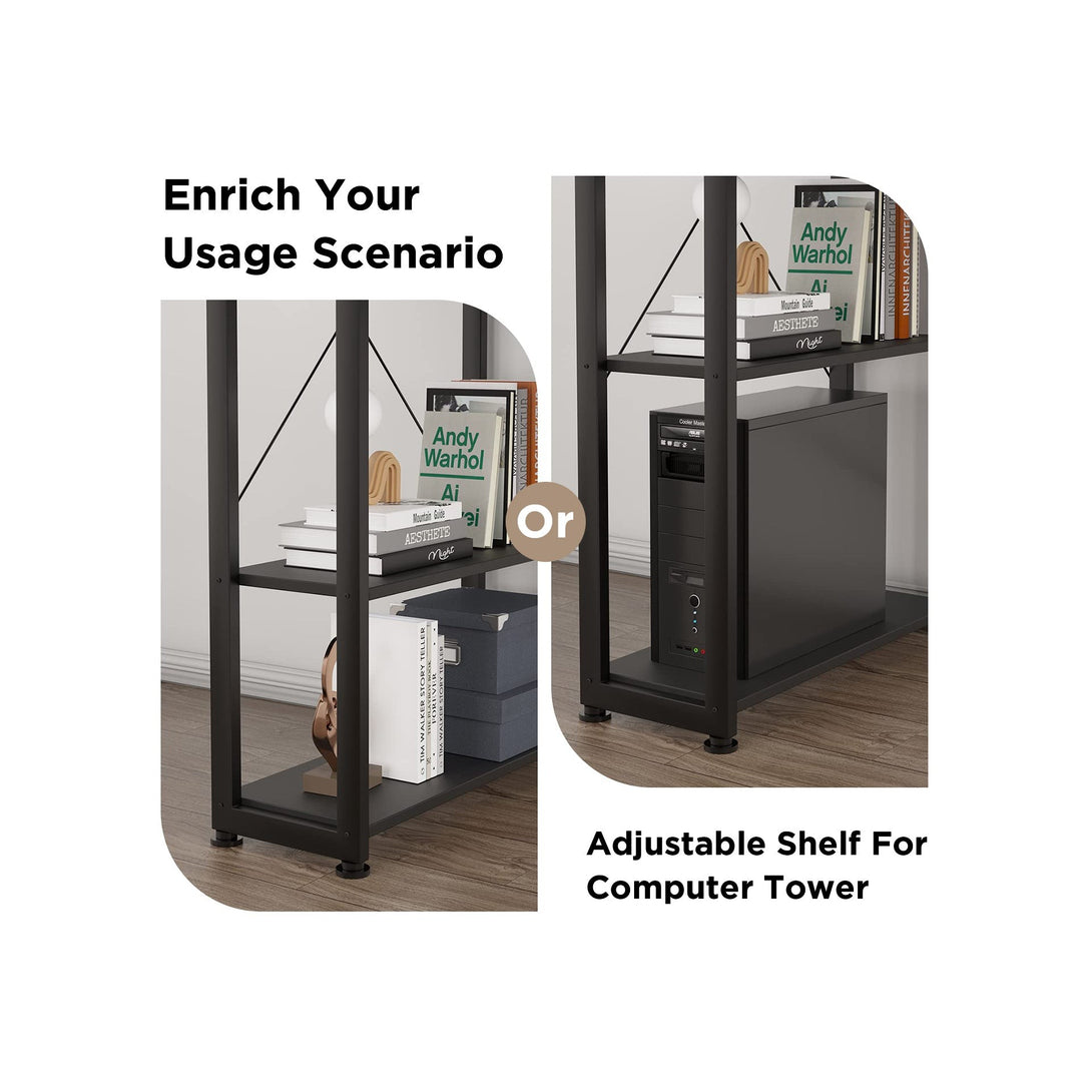 Kevin 120cm Computer Desk with Bookshelf - Black