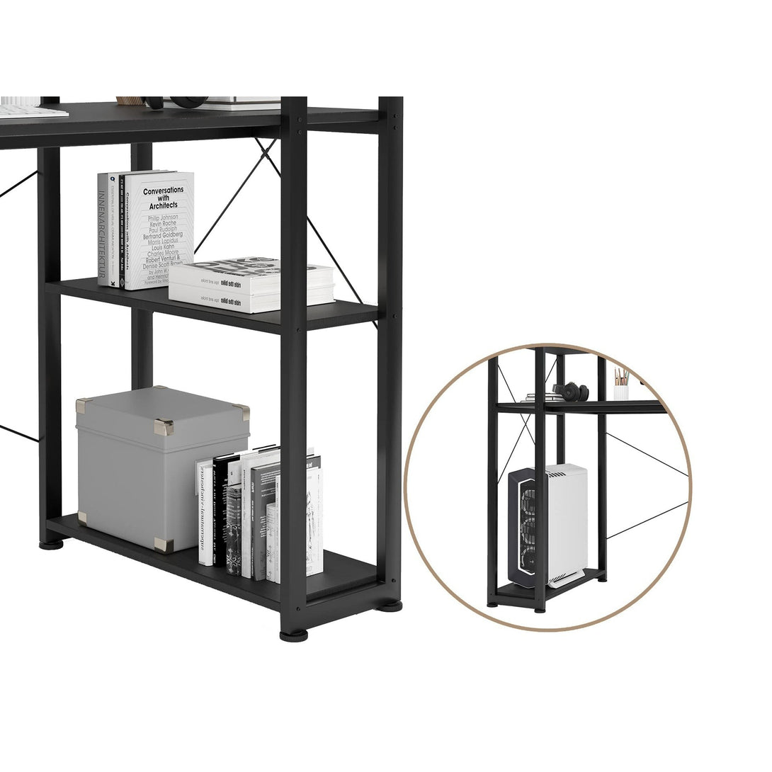 Kevin 120cm Computer Desk with Bookshelf - Black