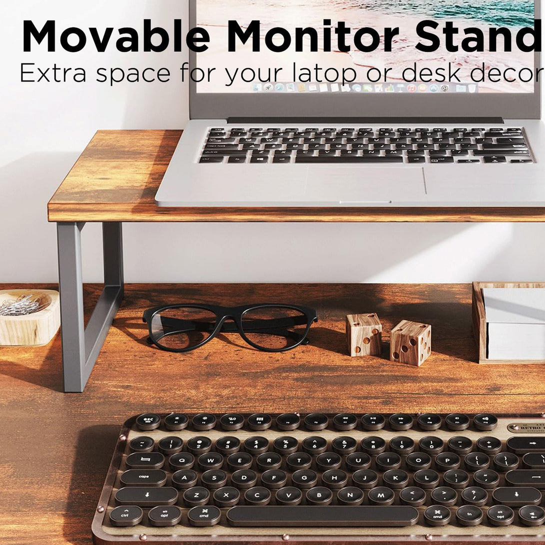 Felix Computer Corner Desk with Storage Bag - Rustic Brown