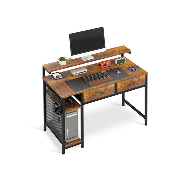 Emilio 100cm Computer Desk with 2 Drawers - Rustic Brown