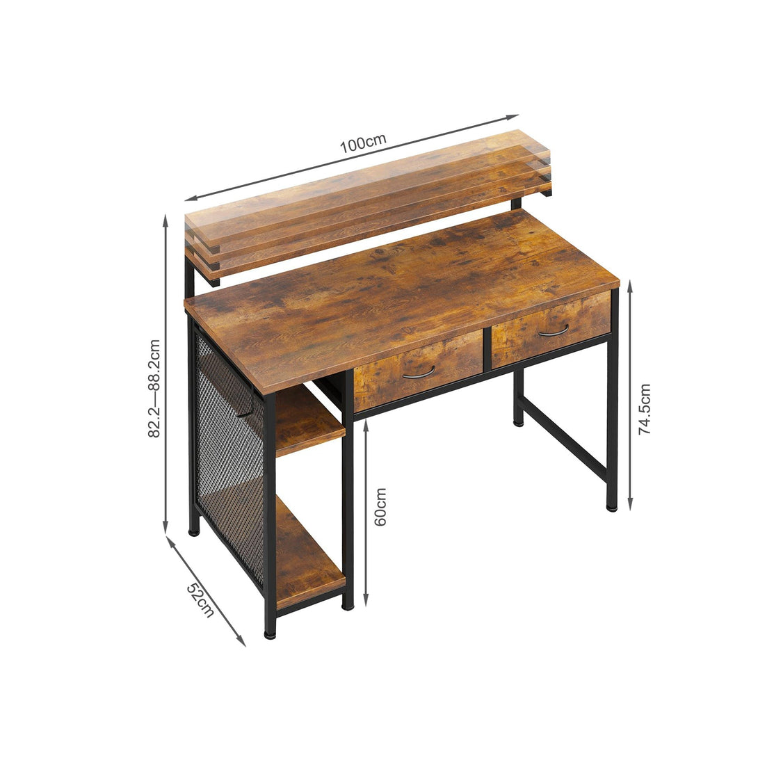 Emilio 100cm Computer Desk with 2 Drawers - Rustic Brown