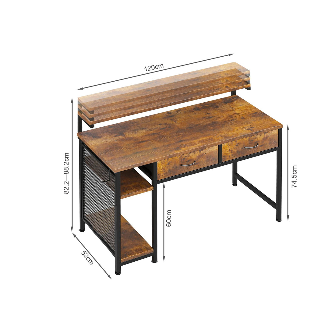 Emilio 120cm Computer Desk with 2 Drawers - Rustic Brown