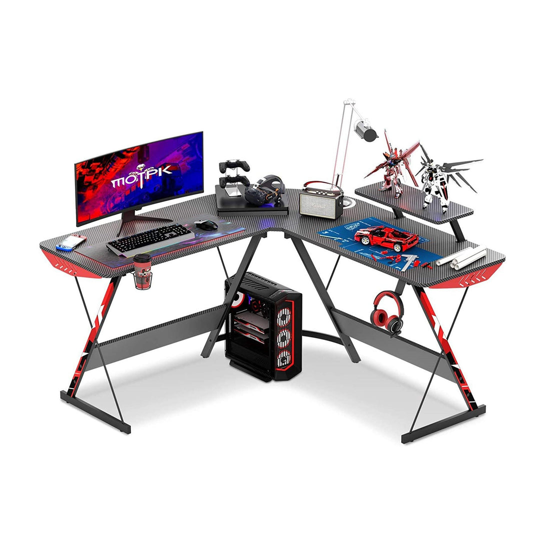 Grant Gaming Corner Desk with Monitor Stand - Carbon Black