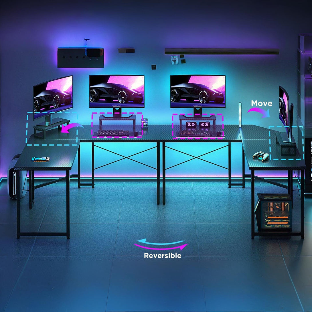 Marcus Gaming Corner Desk - Carbon Black