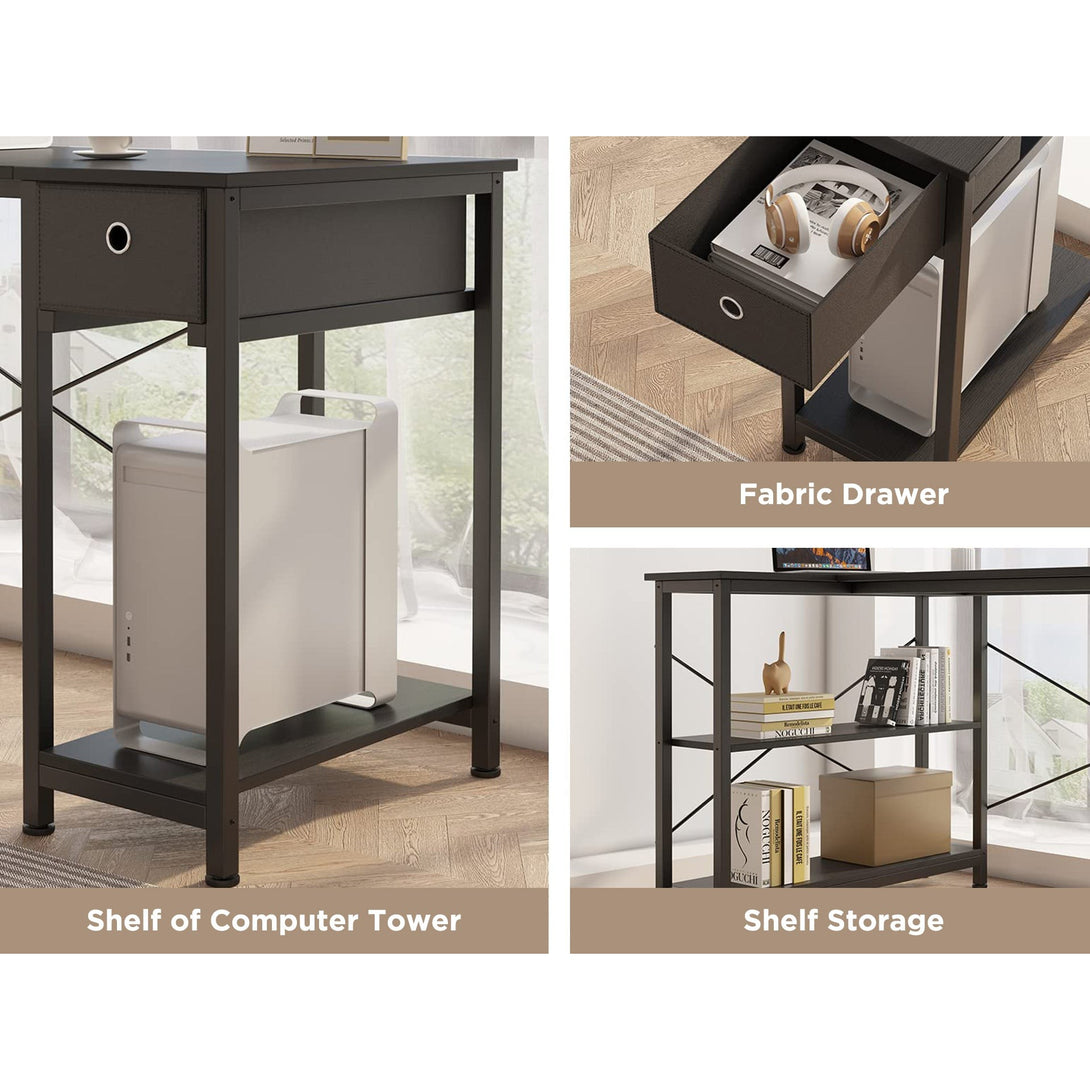 Simon Computer Corner Desk with Bookshelf - Black