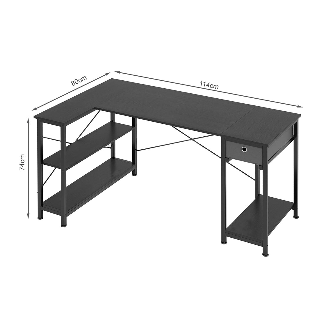 Simon Computer Corner Desk with Bookshelf - Black