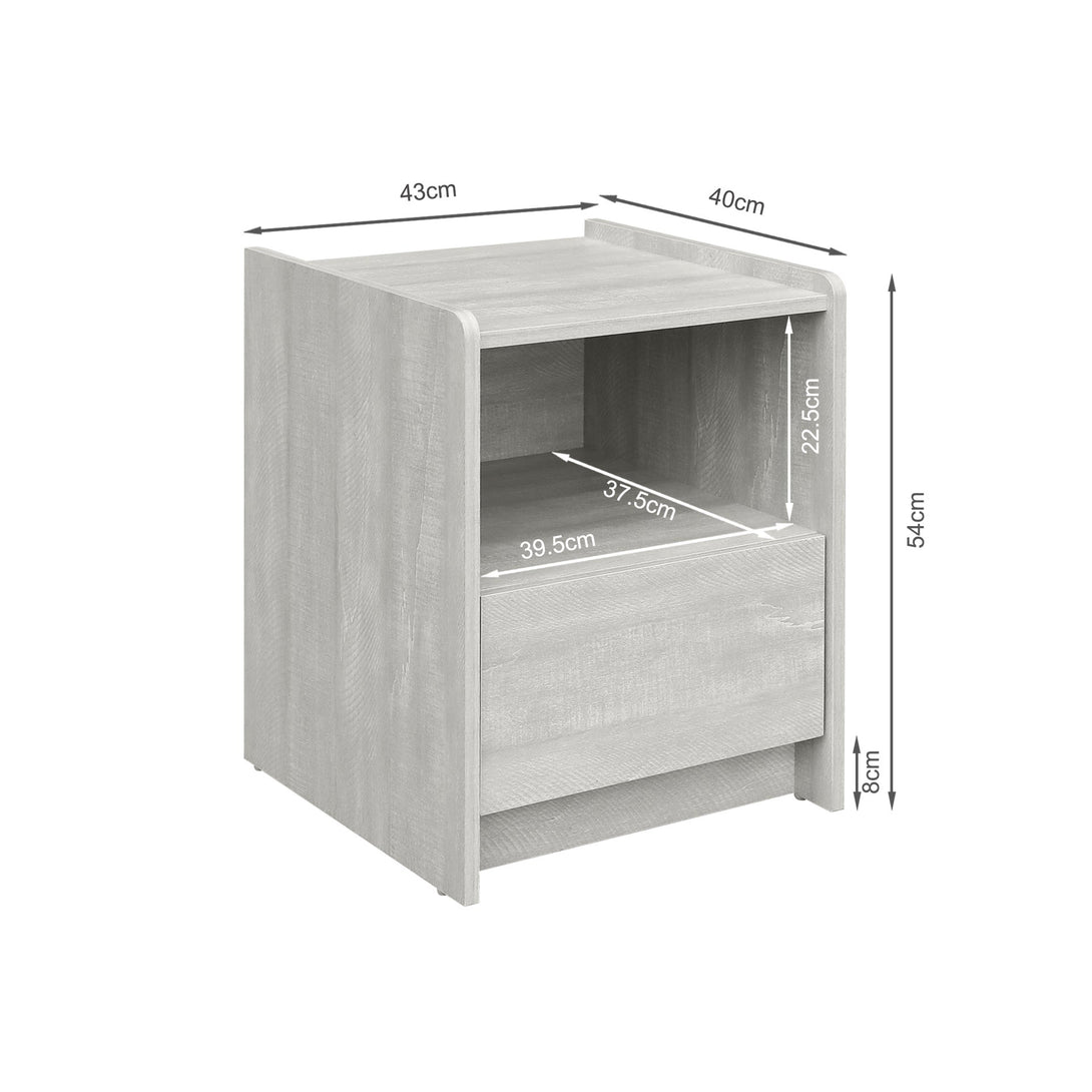 Ashton Bedside Table - Grey Oak