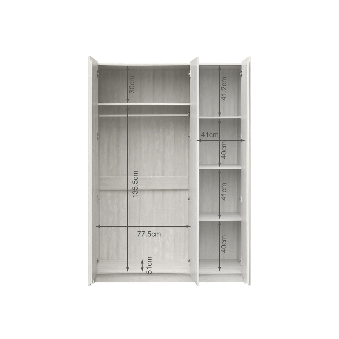 Ashton 3 Door Wardrobe with Mirror - Grey Oak