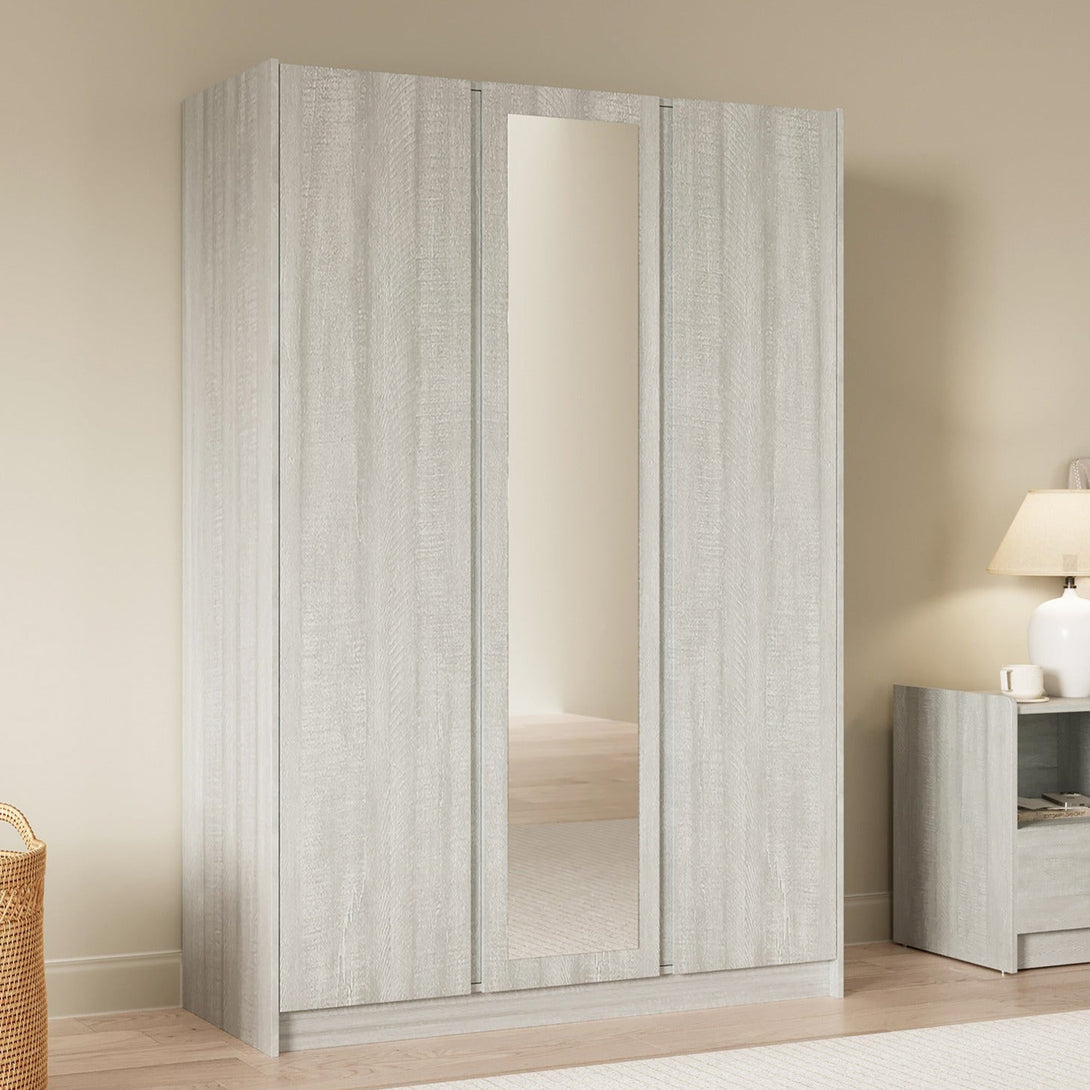 Ashton 3 Door Wardrobe with Mirror - Grey Oak