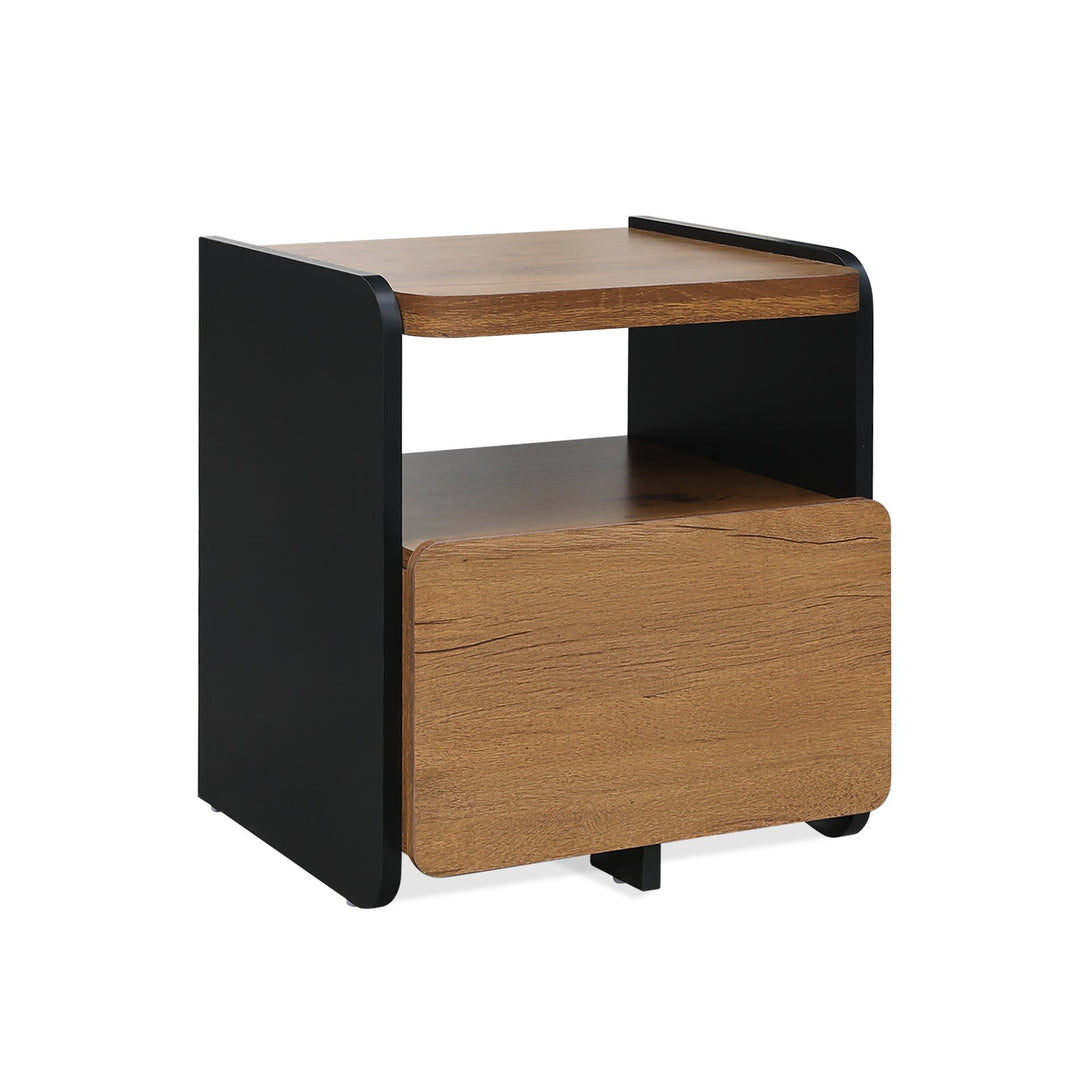 Dorian Bedside Table - Walnut + Black