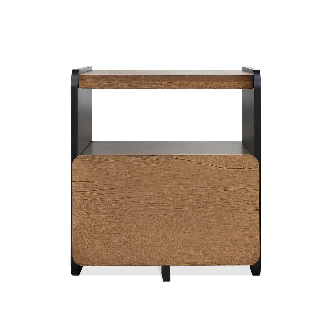 Dorian Bedside Table - Walnut + Black