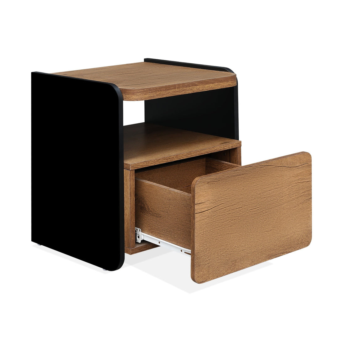 Dorian Bedside Table - Walnut + Black