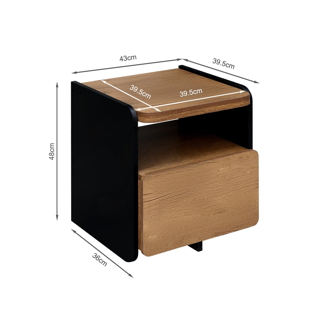 Dorian Bedside Table - Walnut + Black