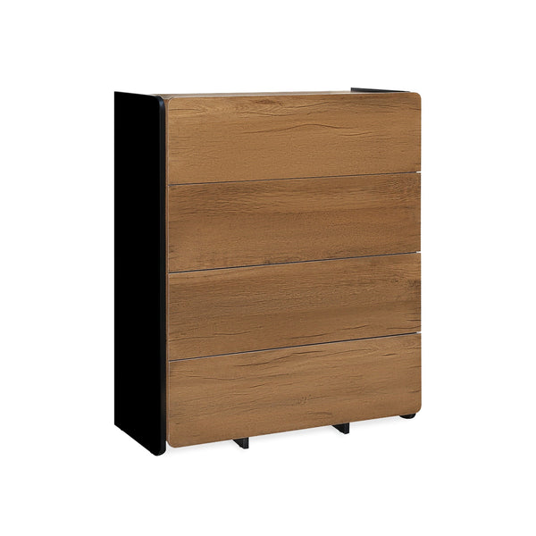 Dorian 4 Drawers Tallboy - Walnut + Black