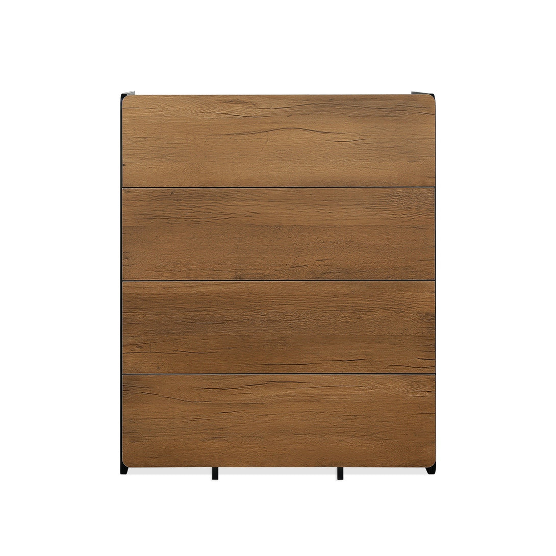 Dorian 4 Drawers Tallboy - Walnut + Black