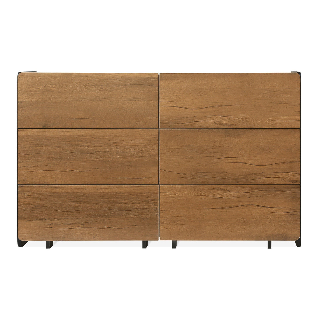 Dorian 6 Drawers Lowboy - Walnut + Black