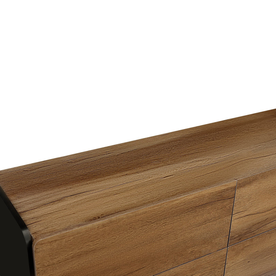 Dorian 6 Drawers Lowboy - Walnut + Black