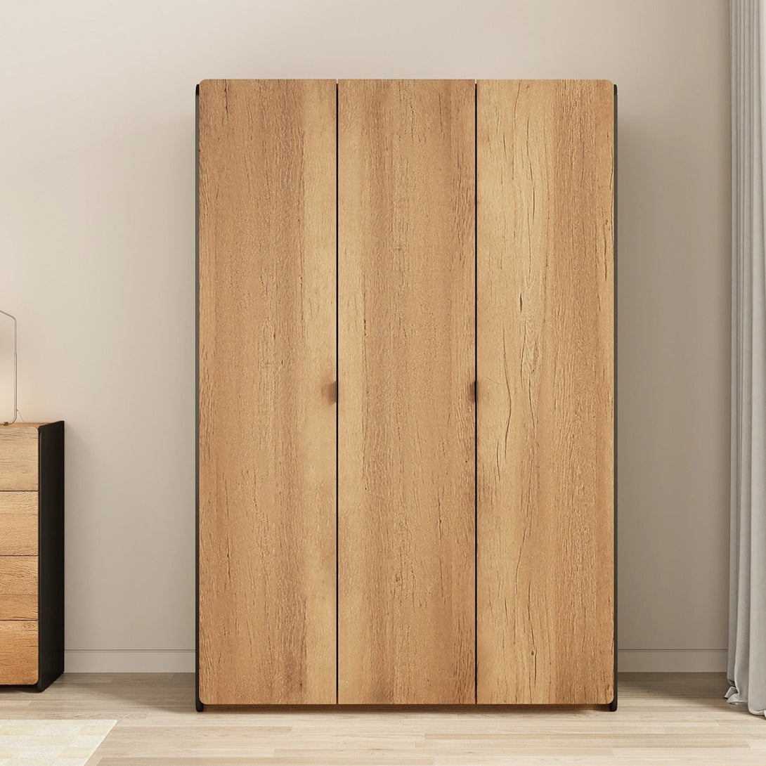 Dorian 3 Door Wardrobe - Walnut + Black