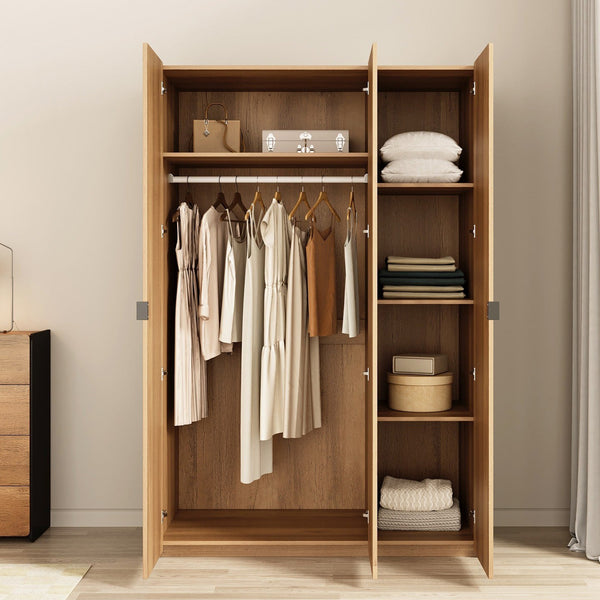 Dorian 3 Door Wardrobe - Walnut + Black