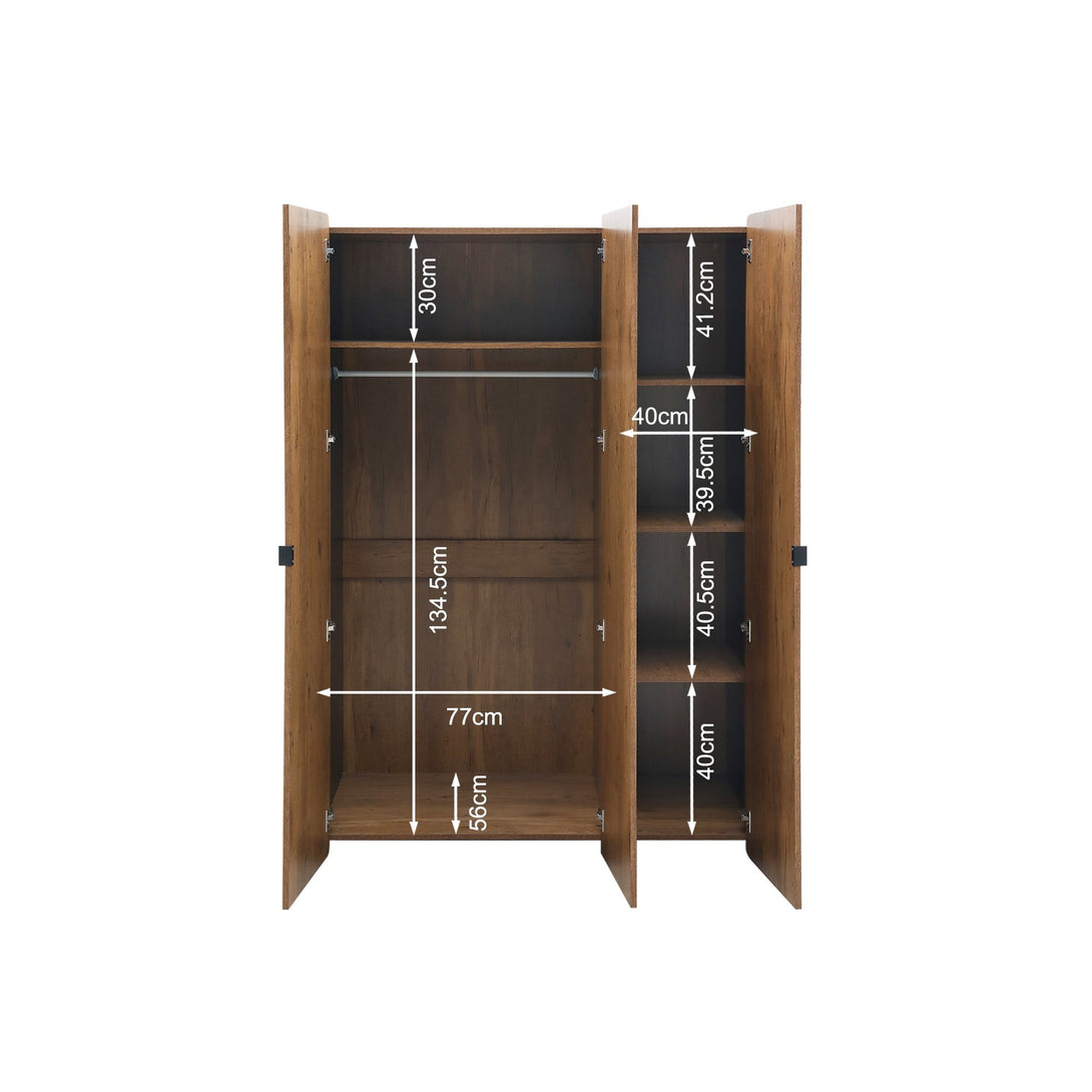Dorian 3 Door Wardrobe - Walnut + Black