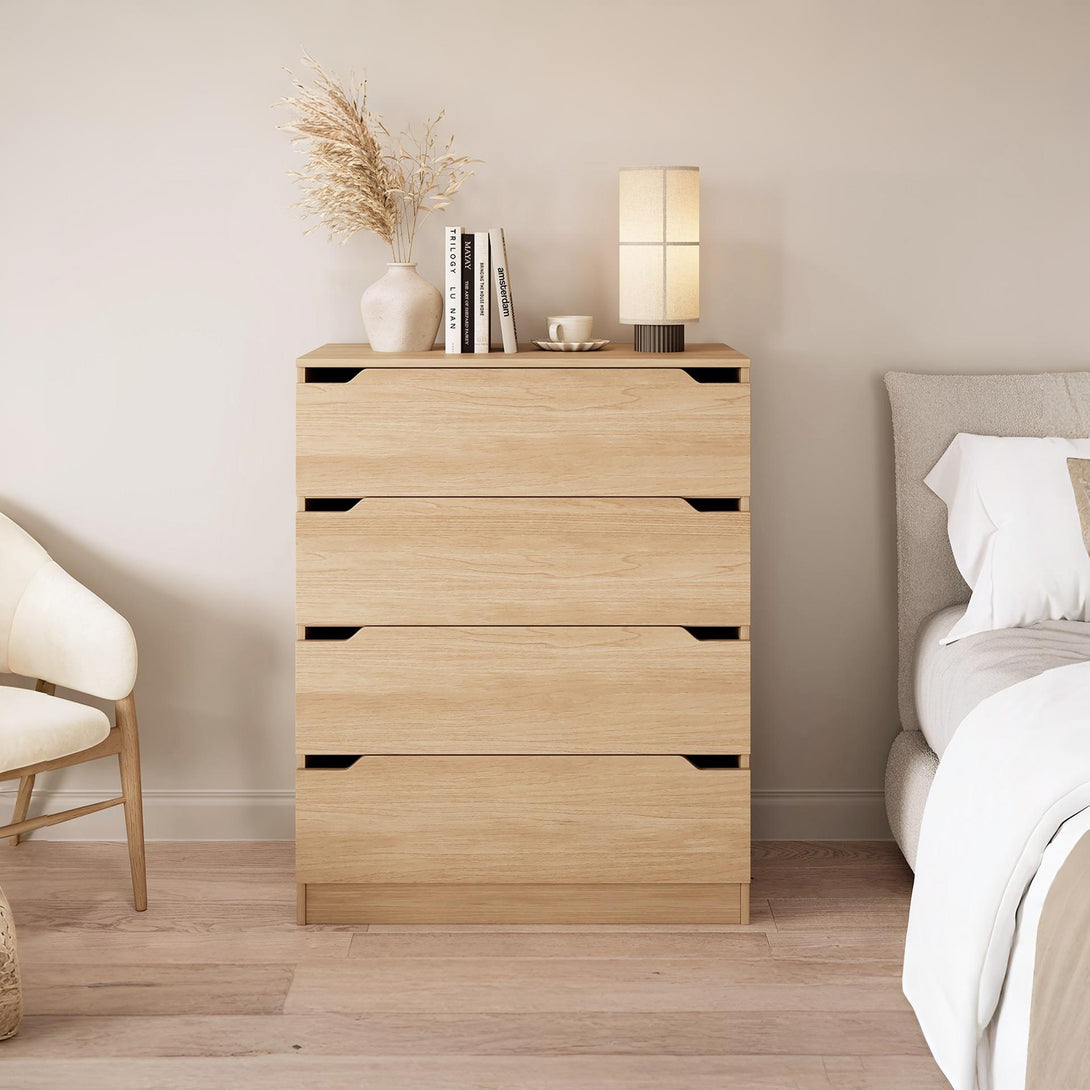Benny 4 Drawers Tallboy - Light Teak