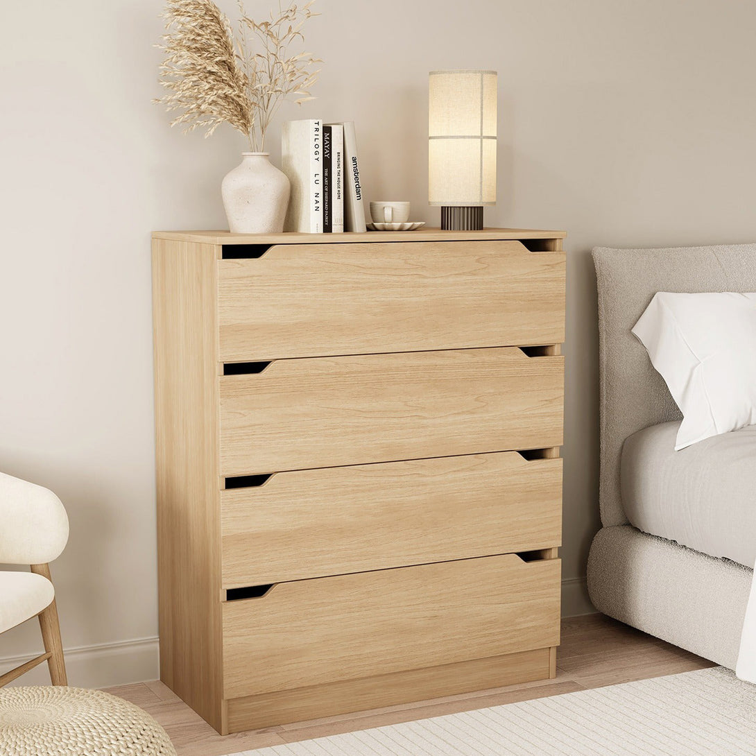 Benny 4 Drawers Tallboy - Light Teak