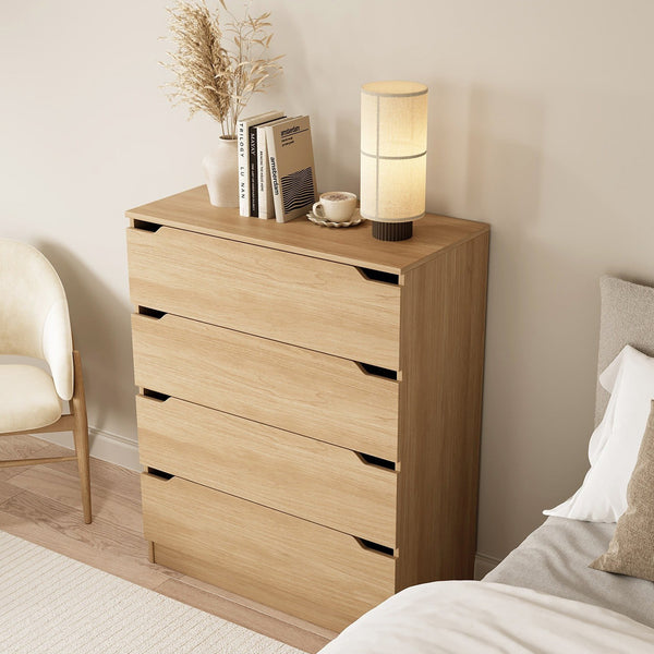 Benny 4 Drawers Tallboy - Light Teak